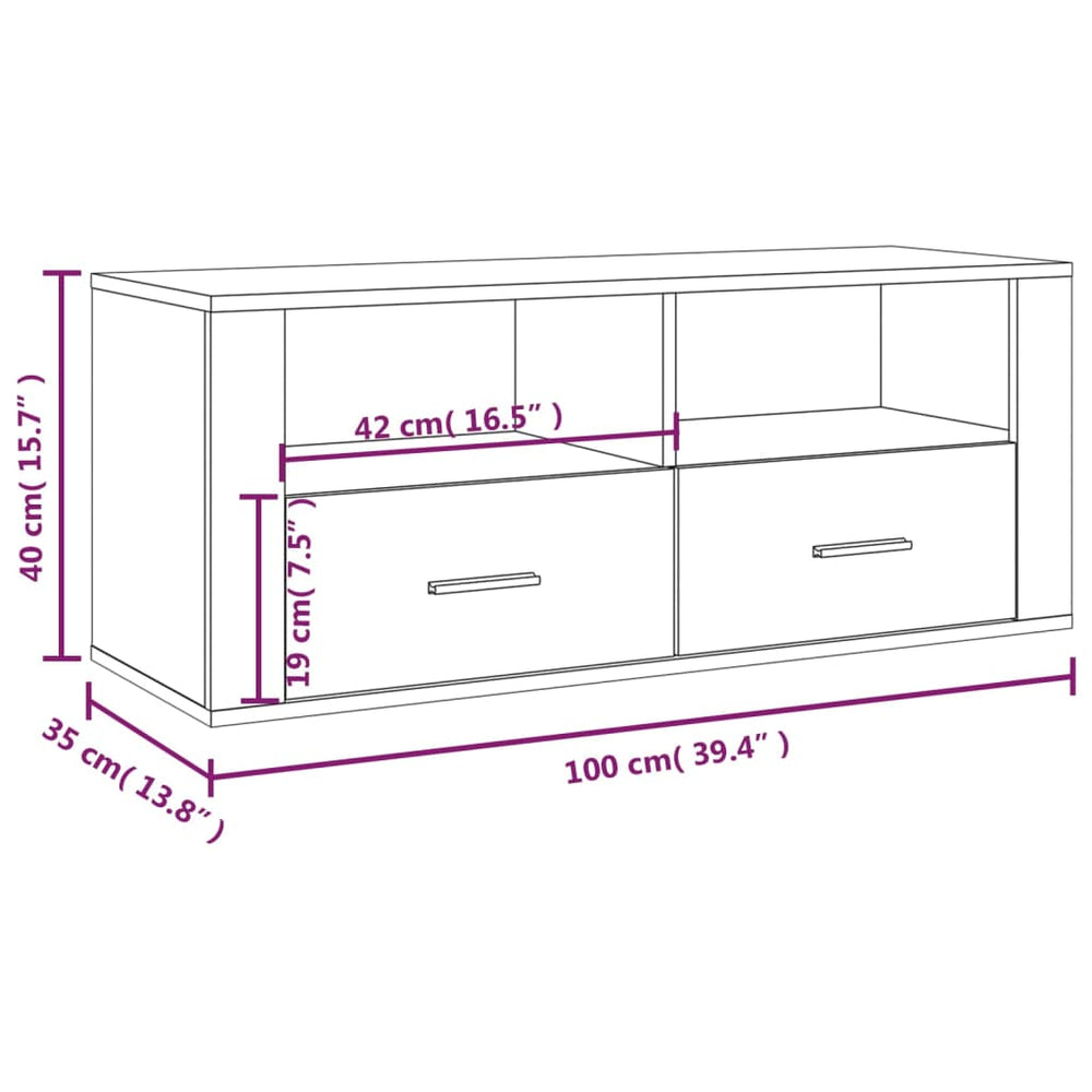 Tv-meubel 100x35x40 cm bewerkt hout bruin eikenkleur MeubelReus