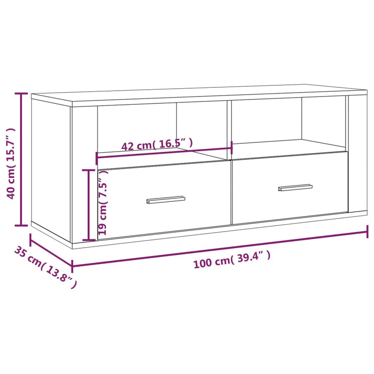 Tv-meubel 100x35x40 cm bewerkt hout bruin eikenkleur MeubelReus