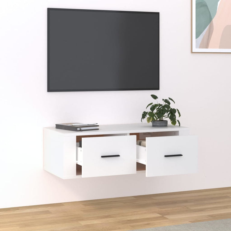 Tv-hangmeubel 80x36x25 cm bewerkt hout wit MeubelReus