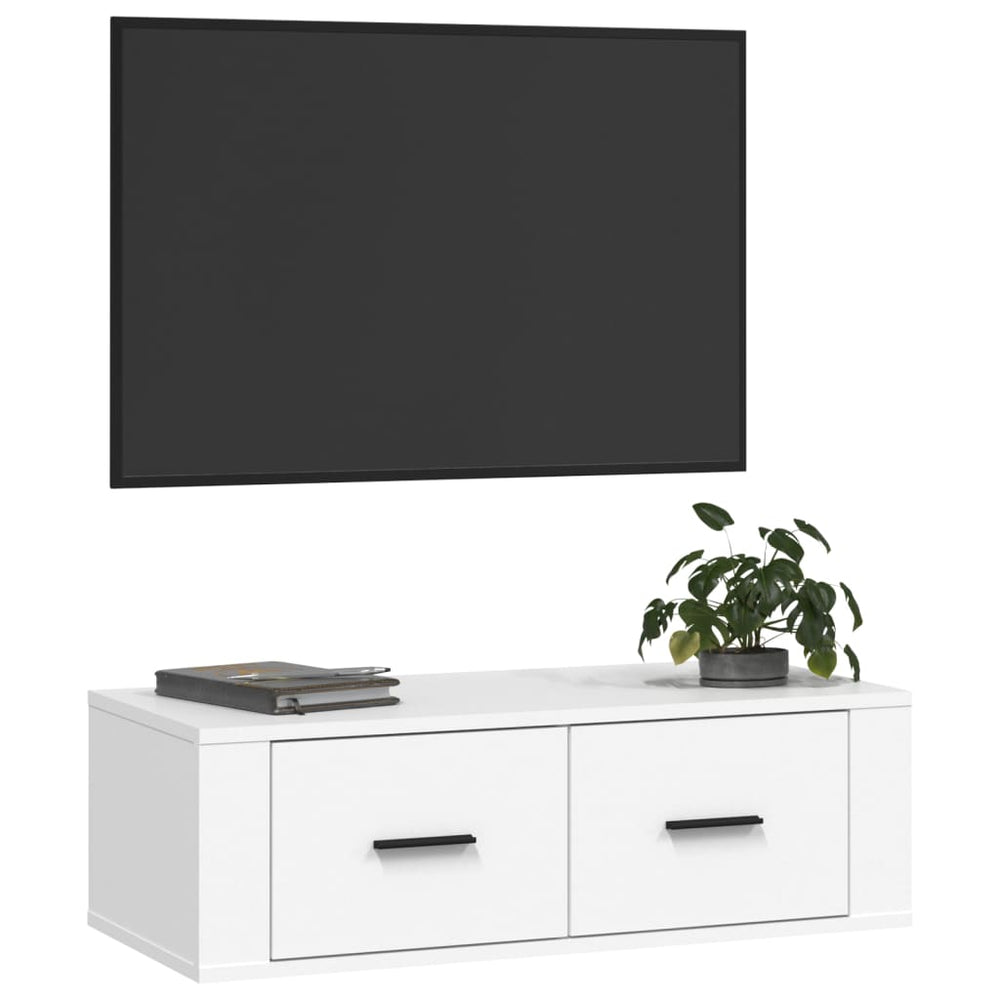 Tv-hangmeubel 80x36x25 cm bewerkt hout wit MeubelReus