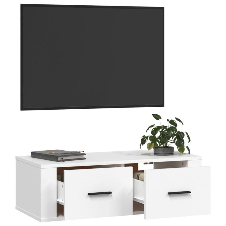 Tv-hangmeubel 80x36x25 cm bewerkt hout wit MeubelReus