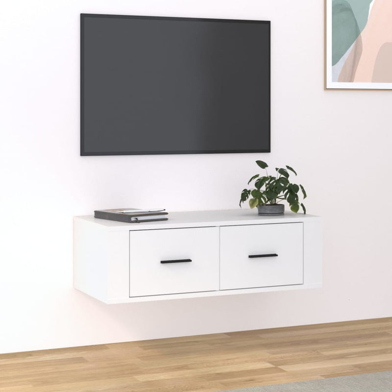 Tv-hangmeubel 80x36x25 cm bewerkt hout wit MeubelReus