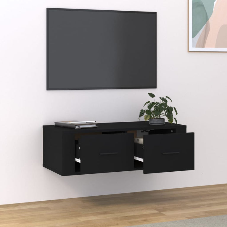 Tv-hangmeubel 80x36x25 cm bewerkt hout zwart MeubelReus