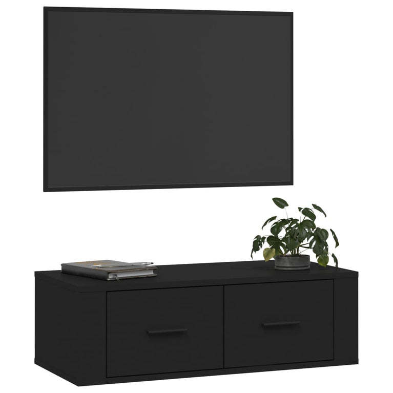 Tv-hangmeubel 80x36x25 cm bewerkt hout zwart MeubelReus