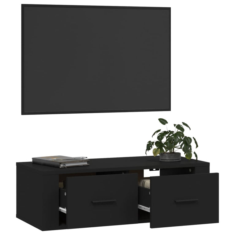 Tv-hangmeubel 80x36x25 cm bewerkt hout zwart MeubelReus