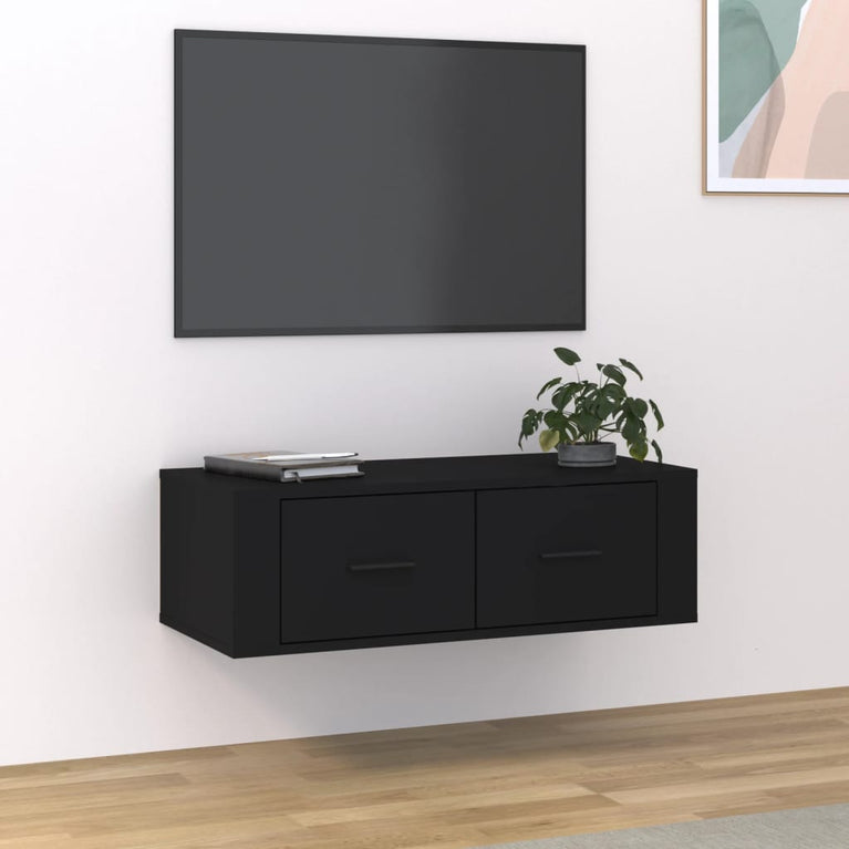 Tv-hangmeubel 80x36x25 cm bewerkt hout zwart MeubelReus