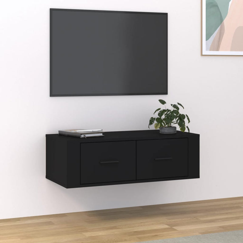 Tv-hangmeubel 80x36x25 cm bewerkt hout zwart MeubelReus