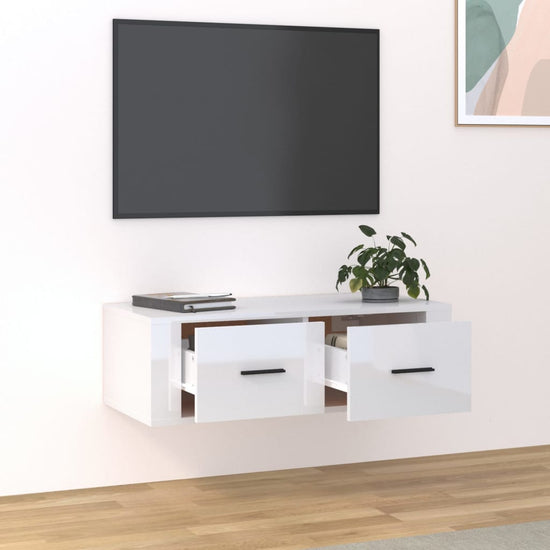 Tv-hangmeubel 80x36x25 cm bewerkt hout hoogglans wit MeubelReus