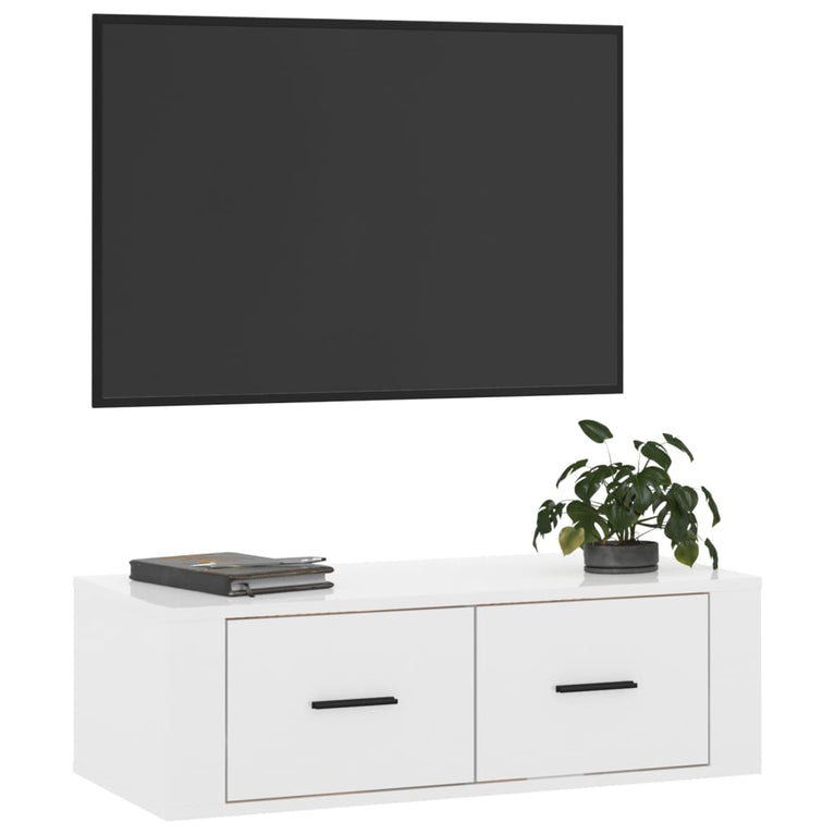 Tv-hangmeubel 80x36x25 cm bewerkt hout hoogglans wit MeubelReus