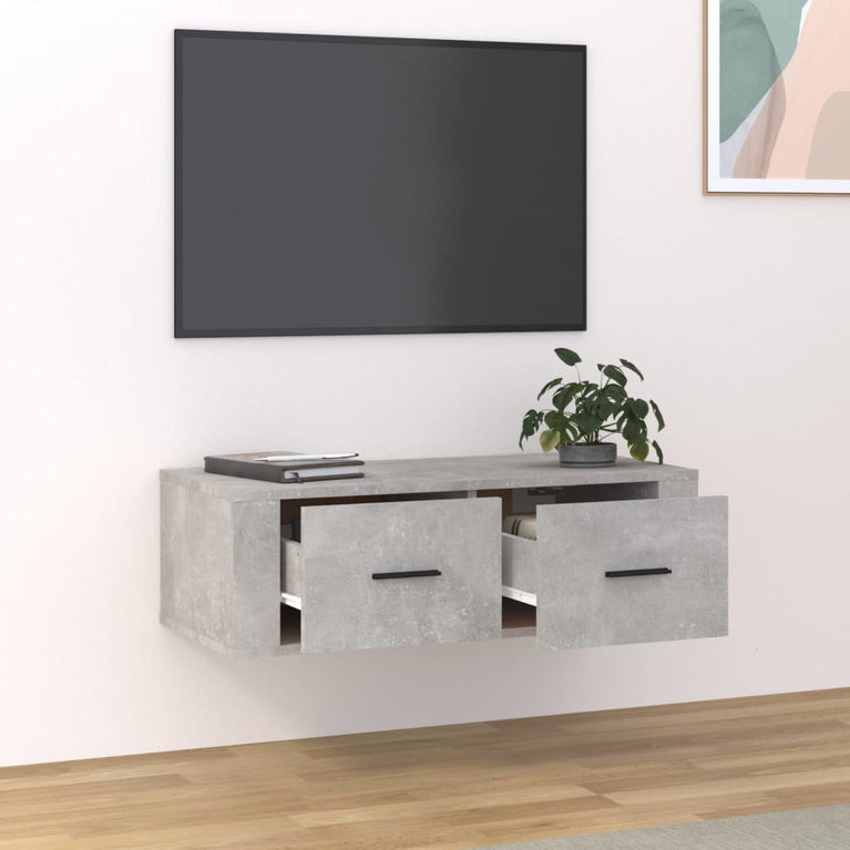 Tv-hangmeubel 80x36x25 cm bewerkt hout betongrijs MeubelReus