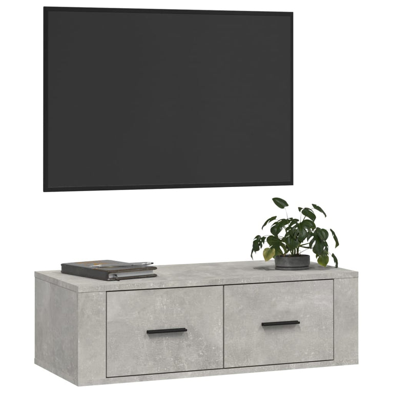 Tv-hangmeubel 80x36x25 cm bewerkt hout betongrijs MeubelReus
