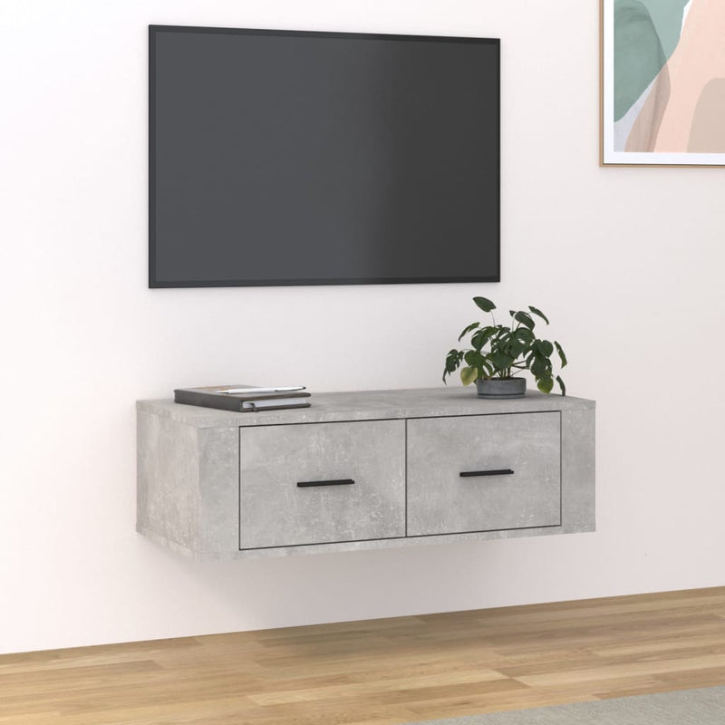 Tv-hangmeubel 80x36x25 cm bewerkt hout betongrijs MeubelReus
