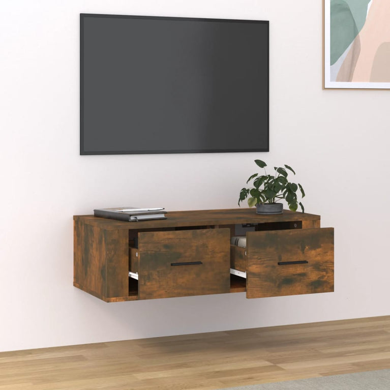 Tv-hangmeubel 80x36x25 cm bewerkt hout gerookt eikenkleurig MeubelReus
