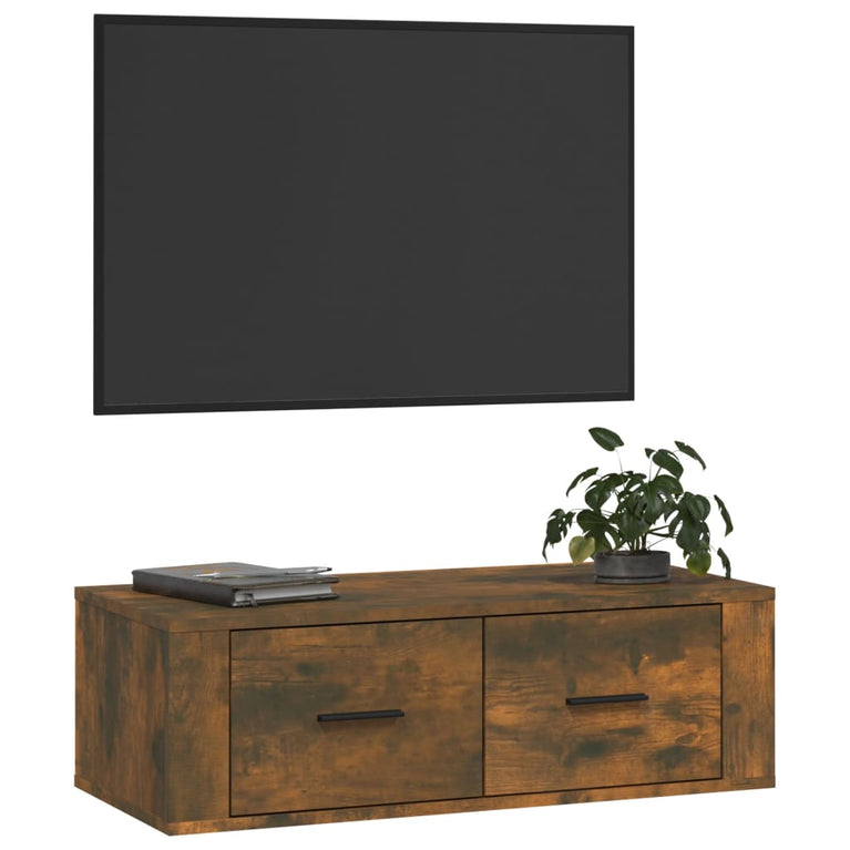 Tv-hangmeubel 80x36x25 cm bewerkt hout gerookt eikenkleurig MeubelReus