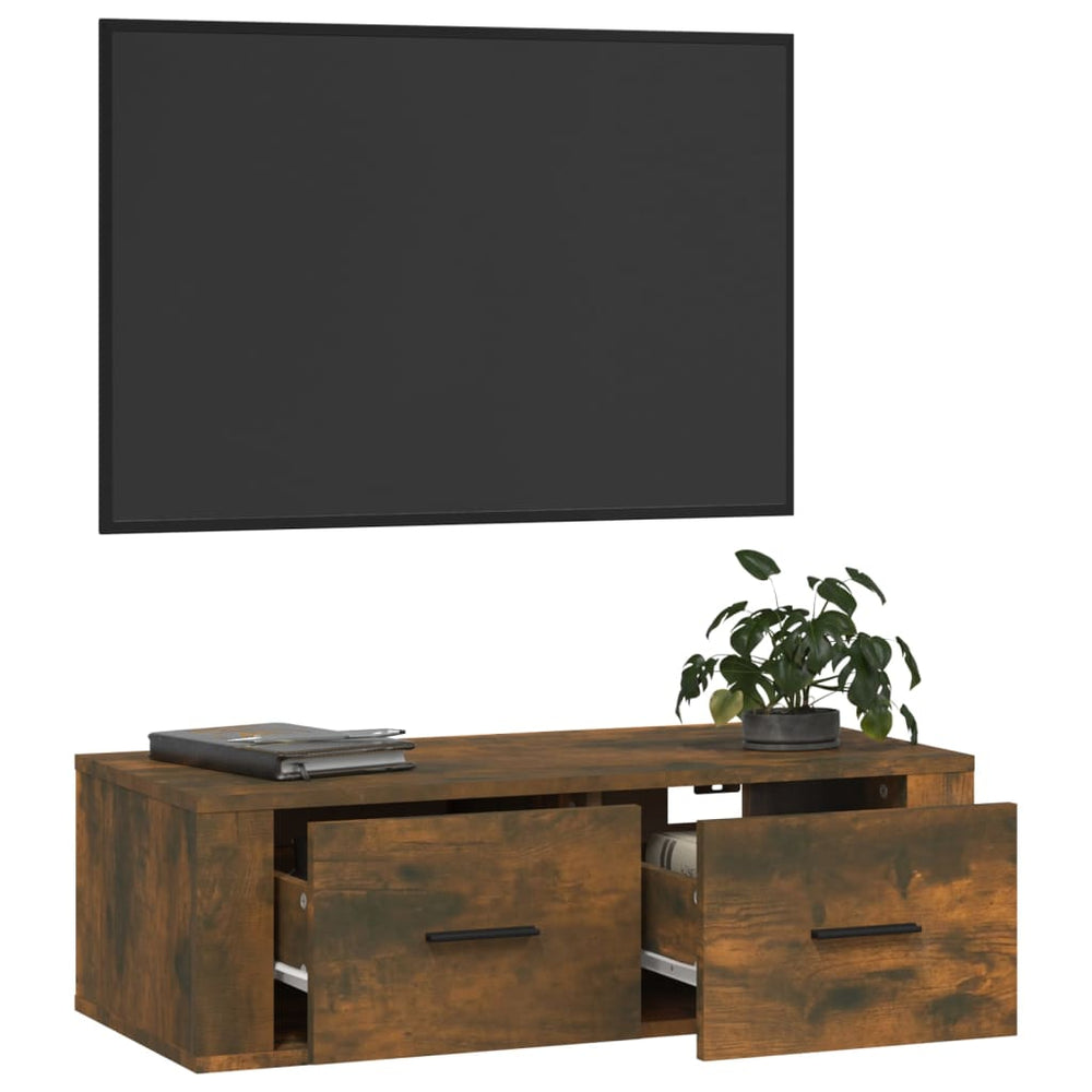 Tv-hangmeubel 80x36x25 cm bewerkt hout gerookt eikenkleurig MeubelReus