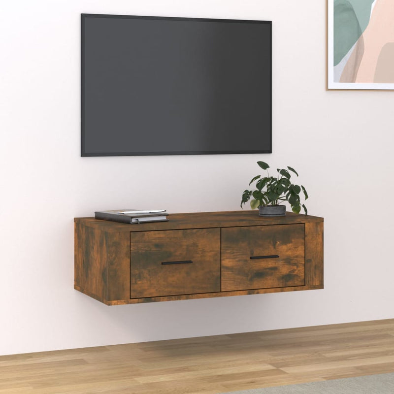 Tv-hangmeubel 80x36x25 cm bewerkt hout gerookt eikenkleurig MeubelReus