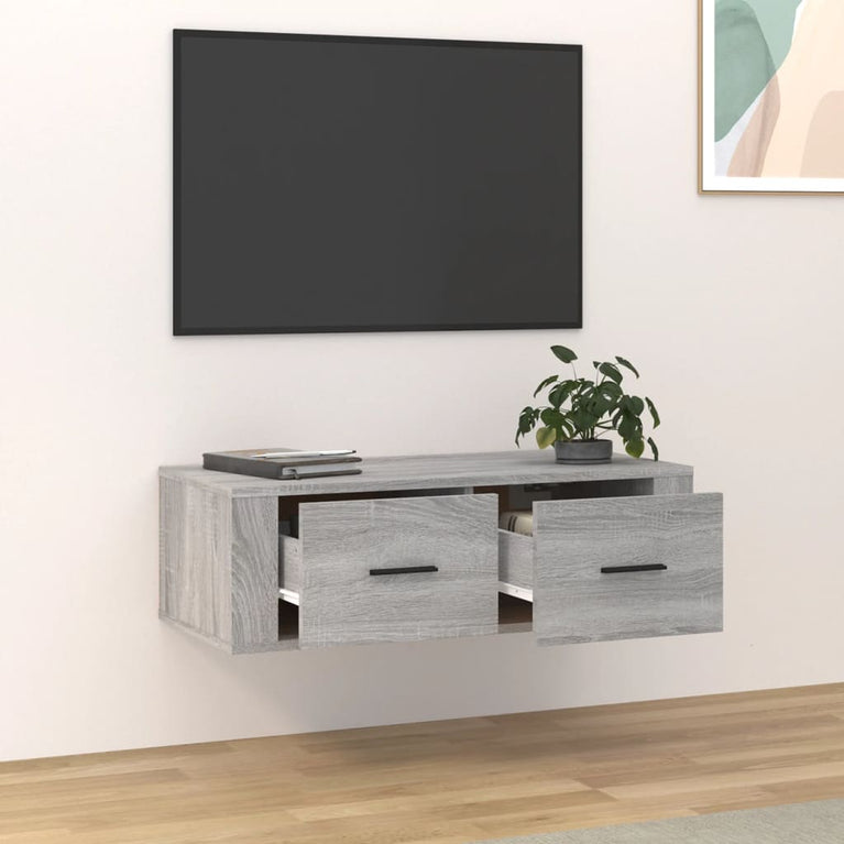 Tv-hangmeubel 80x36x25 cm bewerkt hout grijs sonoma eikenkleur MeubelReus