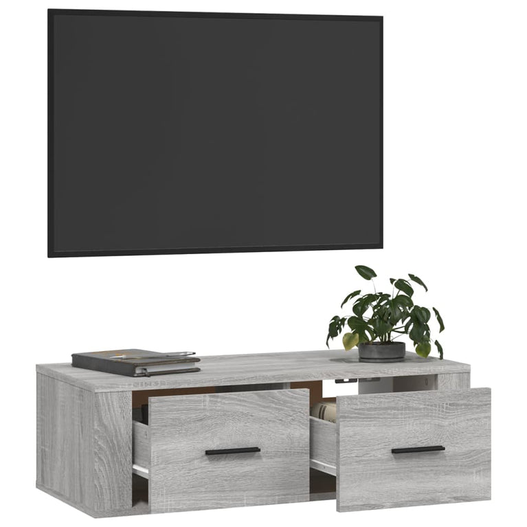 Tv-hangmeubel 80x36x25 cm bewerkt hout grijs sonoma eikenkleur MeubelReus