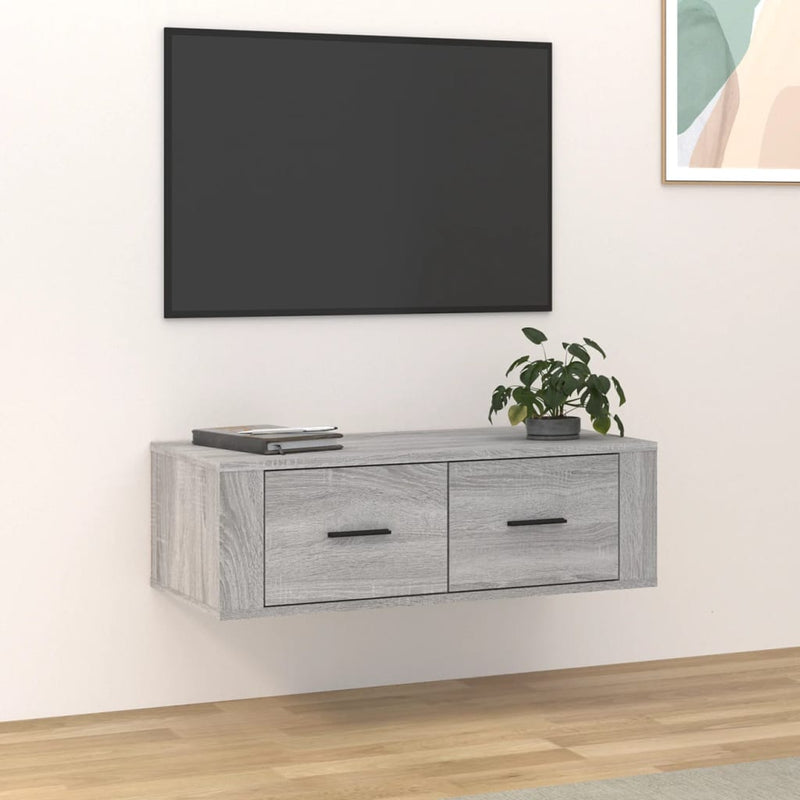 Tv-hangmeubel 80x36x25 cm bewerkt hout grijs sonoma eikenkleur MeubelReus