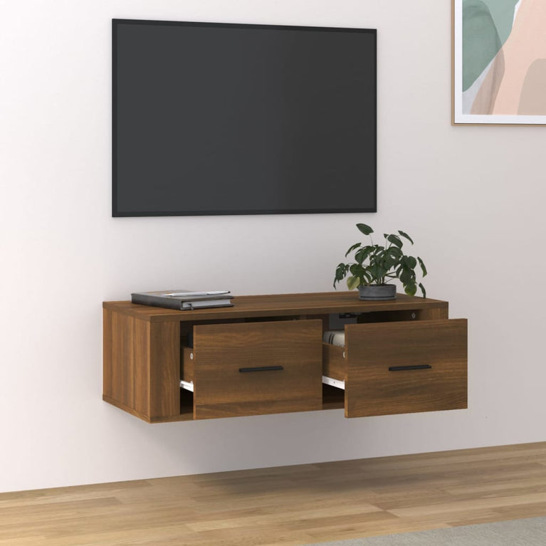 Tv-hangmeubel 80x36x25 cm bewerkt hout bruin eikenkleur MeubelReus