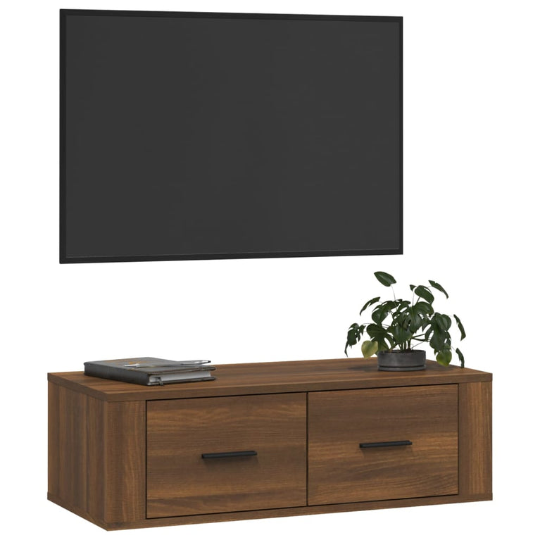 Tv-hangmeubel 80x36x25 cm bewerkt hout bruin eikenkleur MeubelReus