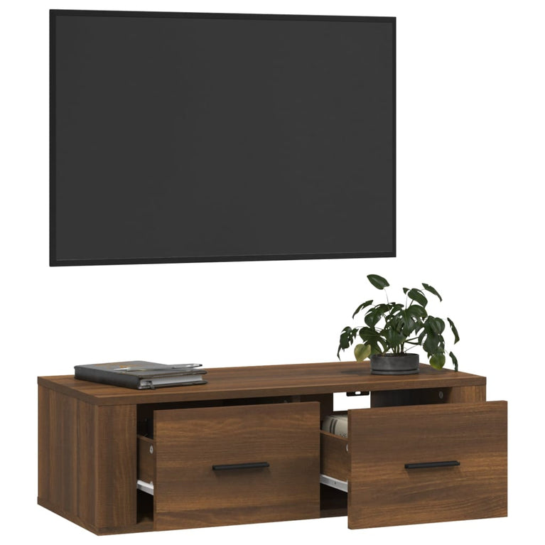 Tv-hangmeubel 80x36x25 cm bewerkt hout bruin eikenkleur MeubelReus