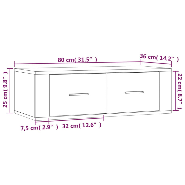 Tv-hangmeubel 80x36x25 cm bewerkt hout bruin eikenkleur MeubelReus