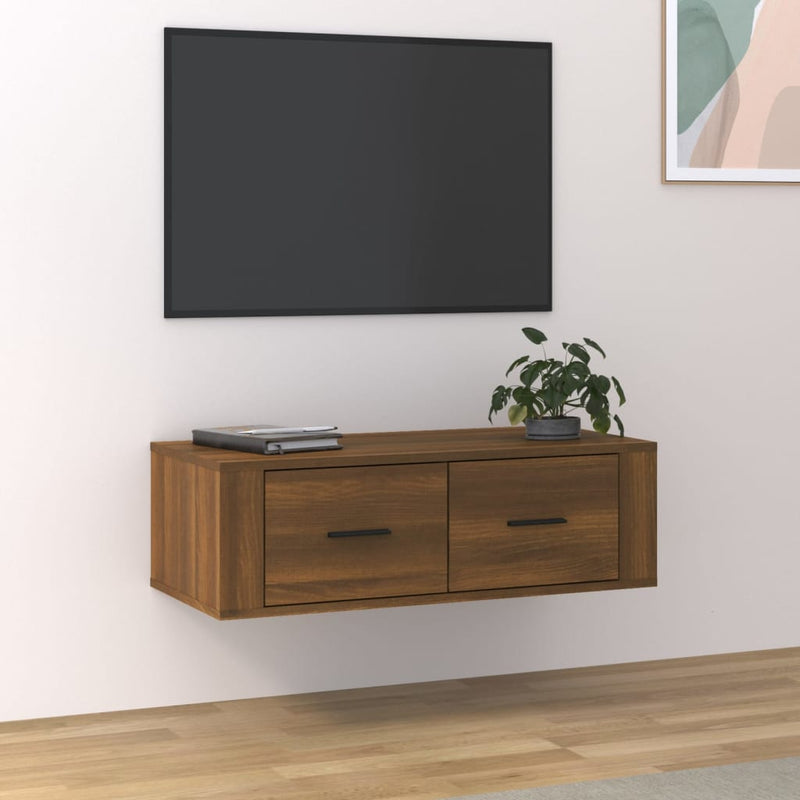 Tv-hangmeubel 80x36x25 cm bewerkt hout bruin eikenkleur MeubelReus