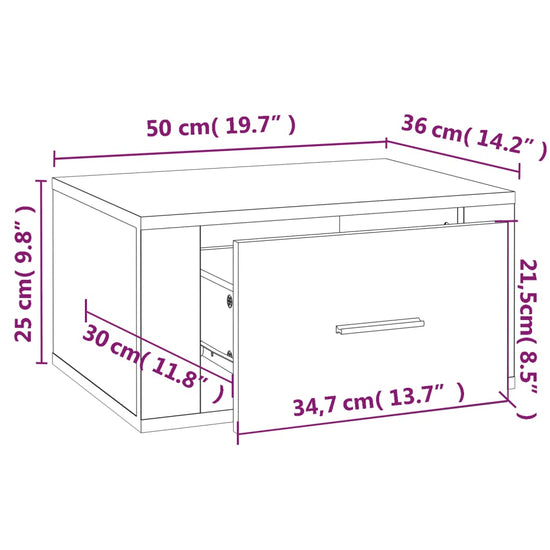 Nachtkastje wandgemonteerd 50x36x25 cm hoogglans wit MeubelReus