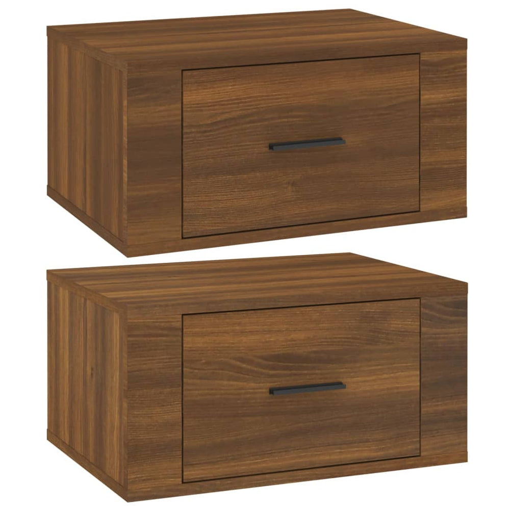 Nachtkastjes 2 st wandgemonteerd 50x36x25 cm bruin eikenkleur MeubelReus
