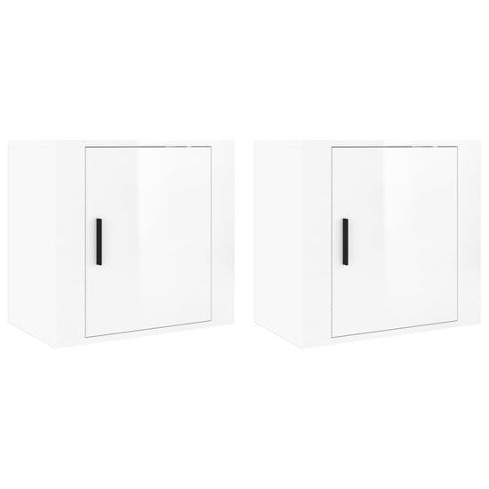 Nachtkastjes 2 st wandgemonteerd 50x30x47 cm hoogglans wit MeubelReus