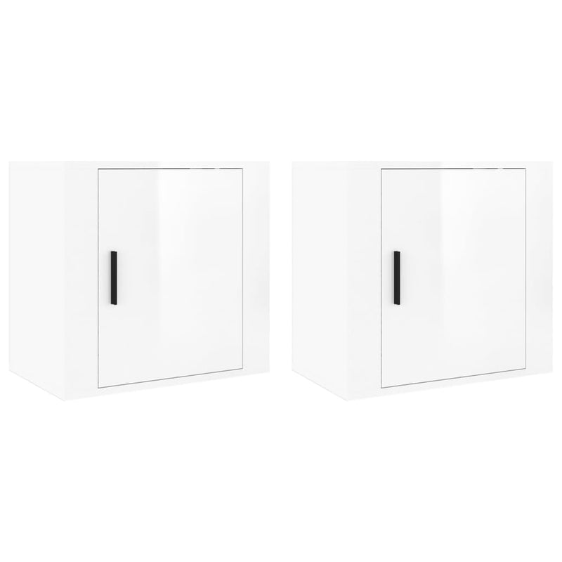 Nachtkastjes 2 st wandgemonteerd 50x30x47 cm hoogglans wit MeubelReus