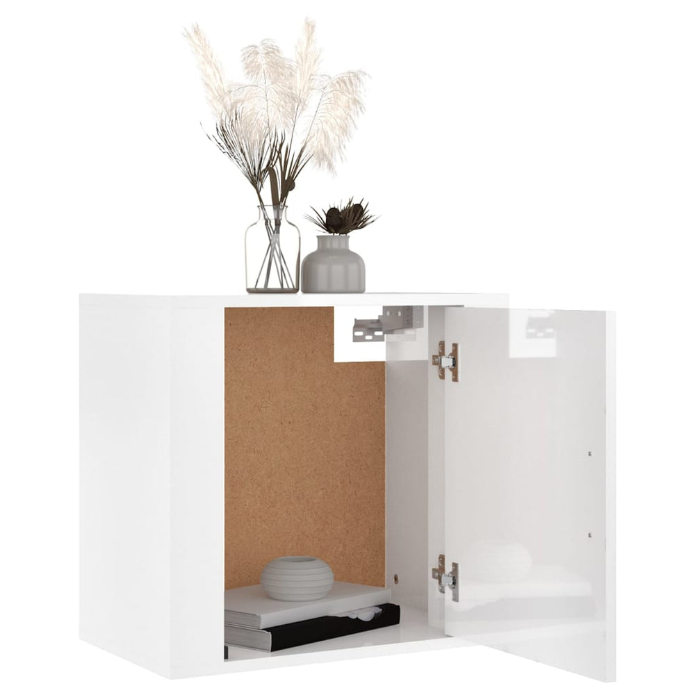 Nachtkastjes 2 st wandgemonteerd 50x30x47 cm hoogglans wit MeubelReus