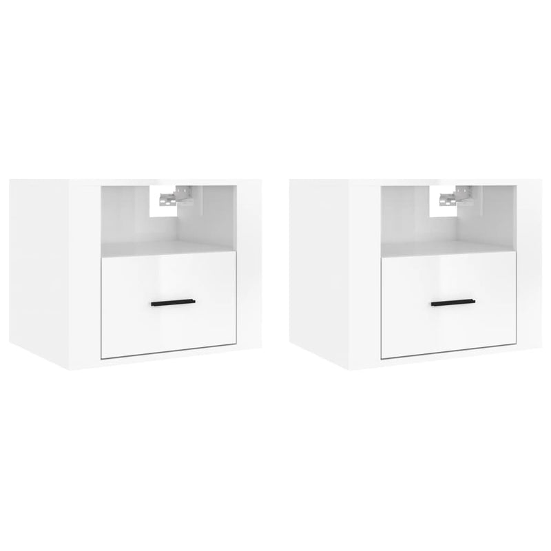 Nachtkastjes 2 st wandgemonteerd 50x36x40 cm hoogglans wit MeubelReus
