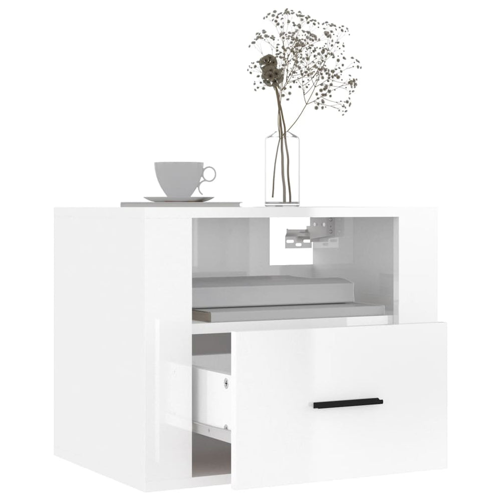Nachtkastjes 2 st wandgemonteerd 50x36x40 cm hoogglans wit MeubelReus