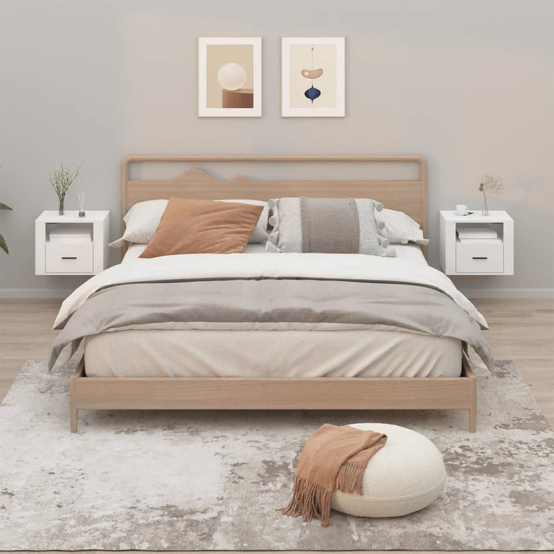 Nachtkastjes 2 st wandgemonteerd 50x36x40 cm hoogglans wit MeubelReus