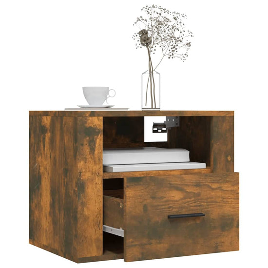 Nachtkastjes 2 st wandgemonteerd 50x36x40 cm gerookt eikenkleur MeubelReus