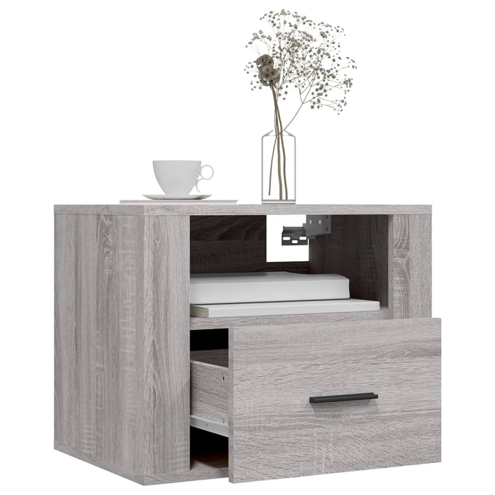 Nachtkastje wandgemonteerd 50x36x40 cm grijs sonoma eikenkleur MeubelReus