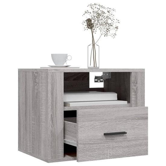 Nachtkastje wandgemonteerd 50x36x40 cm grijs sonoma eikenkleur MeubelReus
