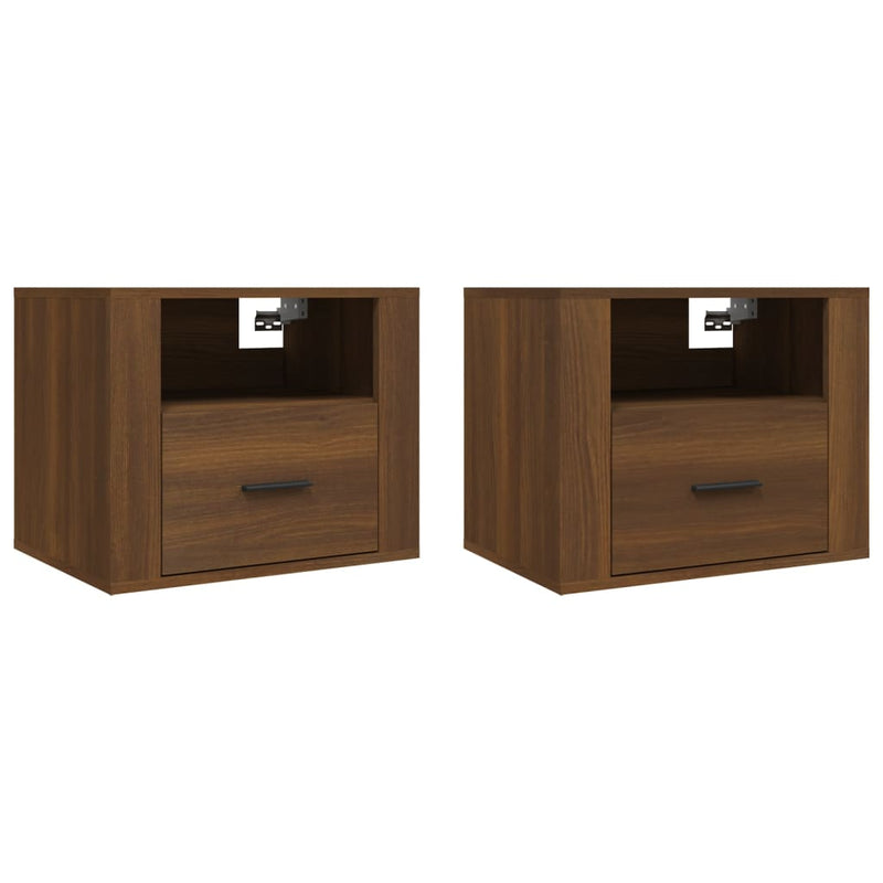 Nachtkastjes 2 st wandgemonteerd 50x36x40 cm bruin eikenkleur MeubelReus