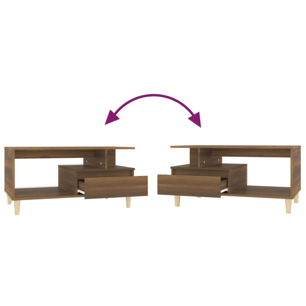 Salontafel 90x49x45 cm bewerkt hout bruineiken MeubelReus