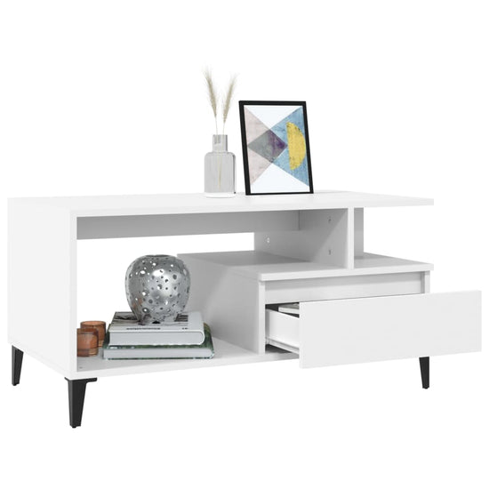 Salontafel 90x49x45 cm bewerkt hout wit MeubelReus