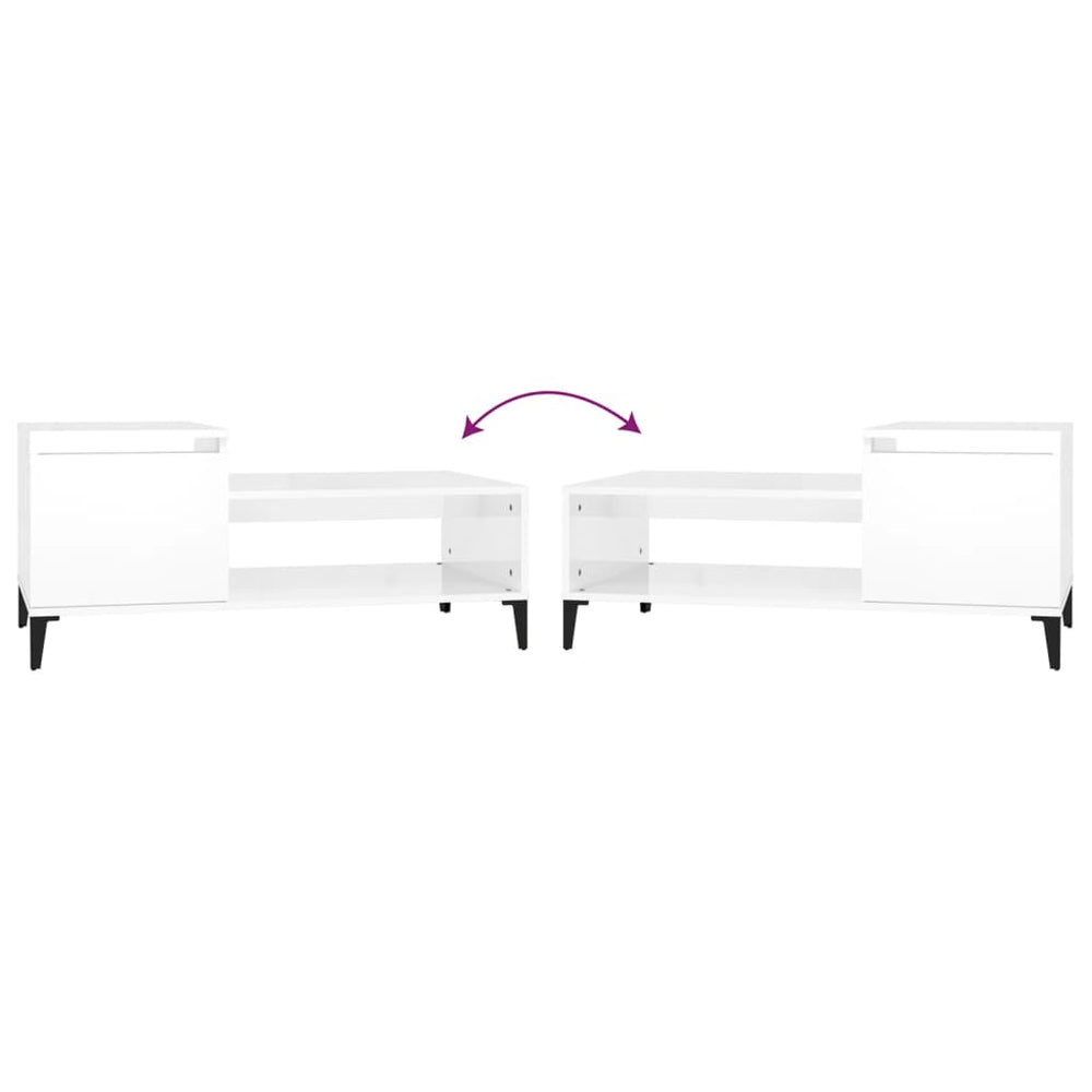 Salontafel 100x50x45 cm bewerkt hout hoogglans wit MeubelReus