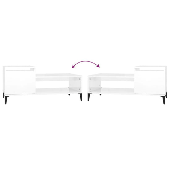 Salontafel 100x50x45 cm bewerkt hout hoogglans wit MeubelReus