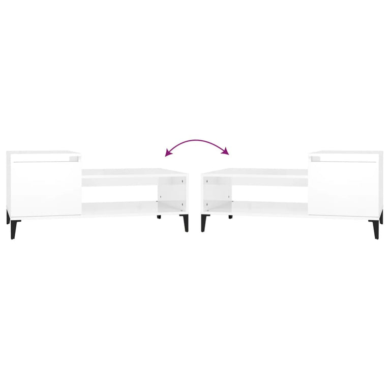 Salontafel 100x50x45 cm bewerkt hout hoogglans wit MeubelReus