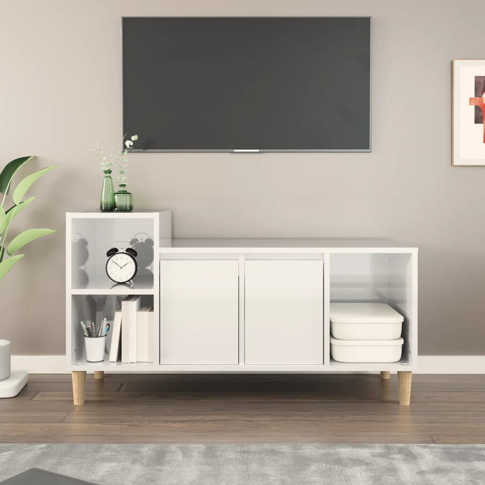 Tv-meubel 100x35x55 cm bewerkt hout hoogglans wit MeubelReus