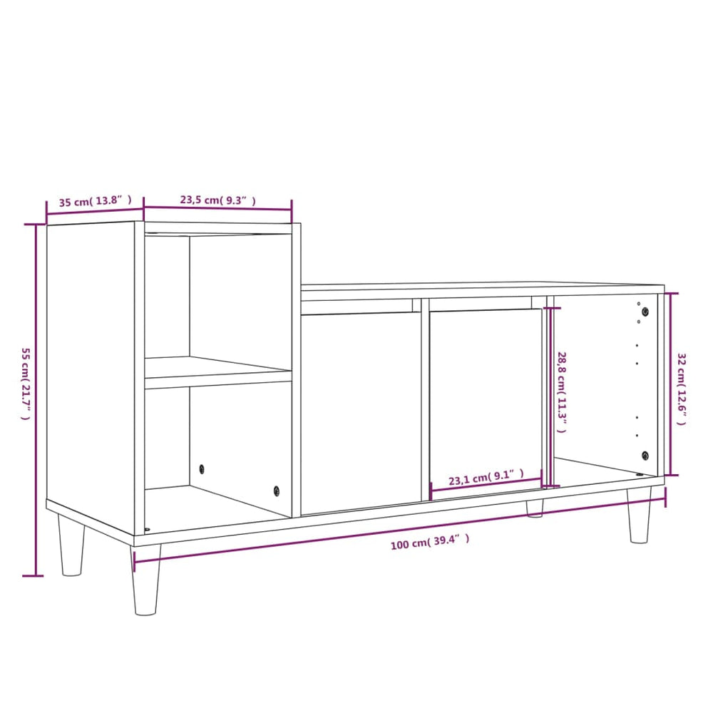 Tv-meubel 100x35x55 cm bewerkt hout betongrijs MeubelReus