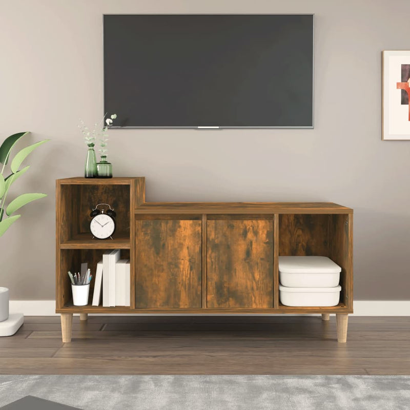 Tv-meubel 100x35x55 cm bewerkt hout gerookt eikenkleurig MeubelReus