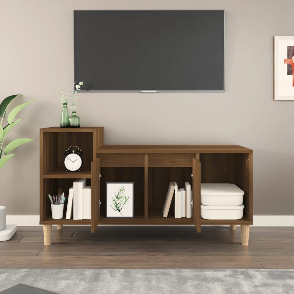 Tv-meubel 100x35x55 cm bewerkt hout bruin eikenkleur MeubelReus