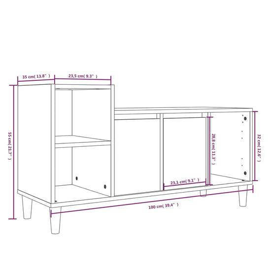 Tv-meubel 100x35x55 cm bewerkt hout bruin eikenkleur MeubelReus